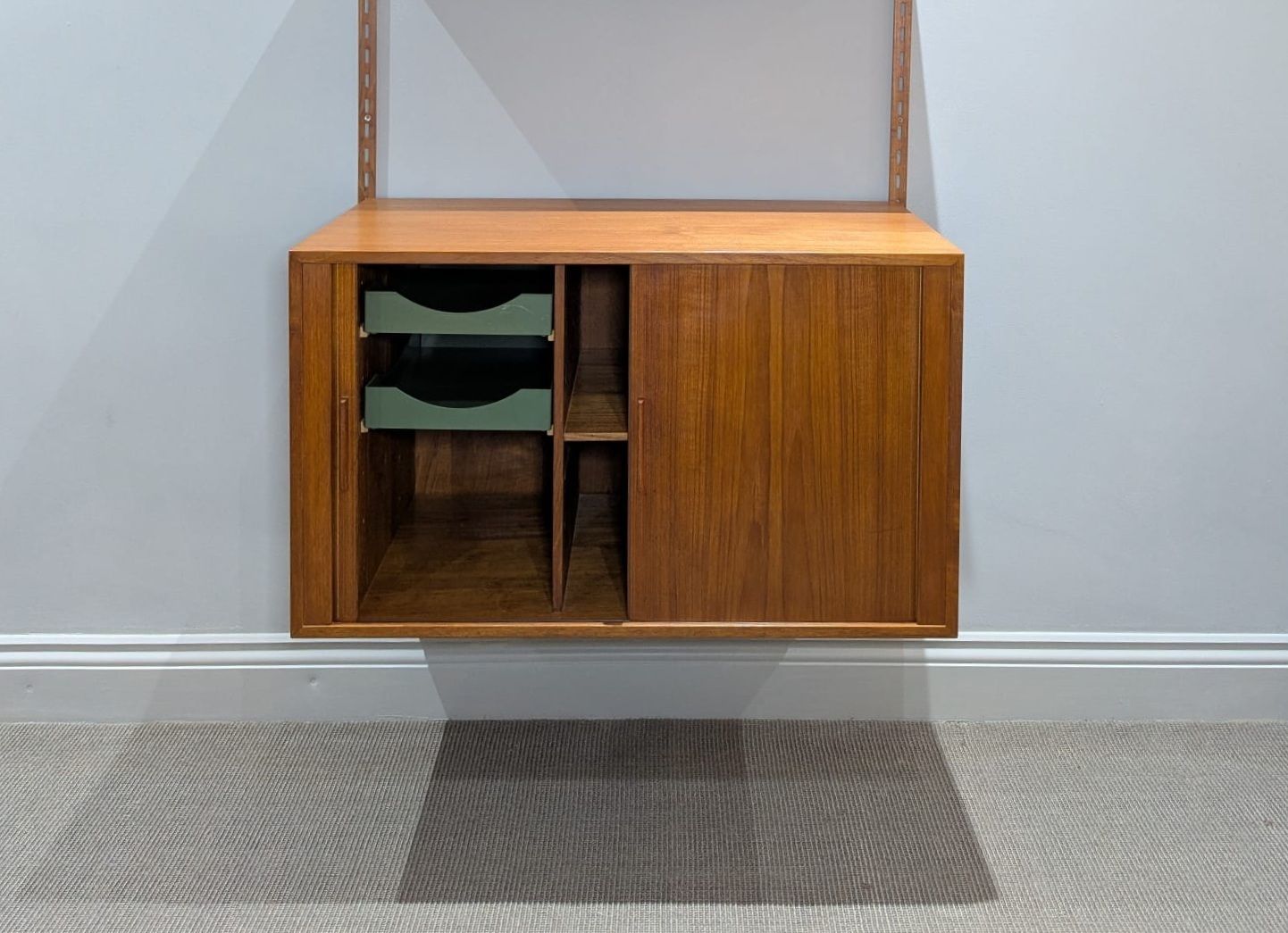 Mid 20th Century Fm Modular Shelving With Tambour Cabinet Designed By Kai Kristiansen photo for sale