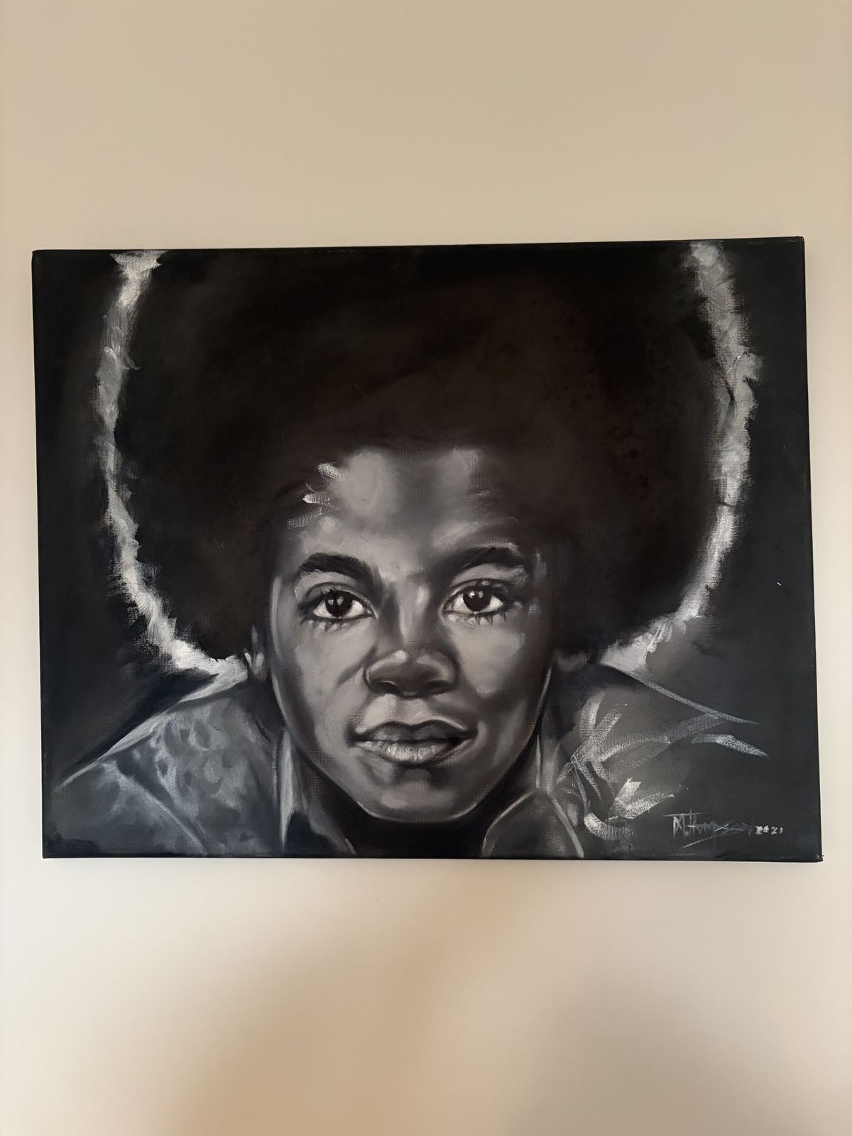 Black And White Painting Of Child Michael Jackson photo furniture
