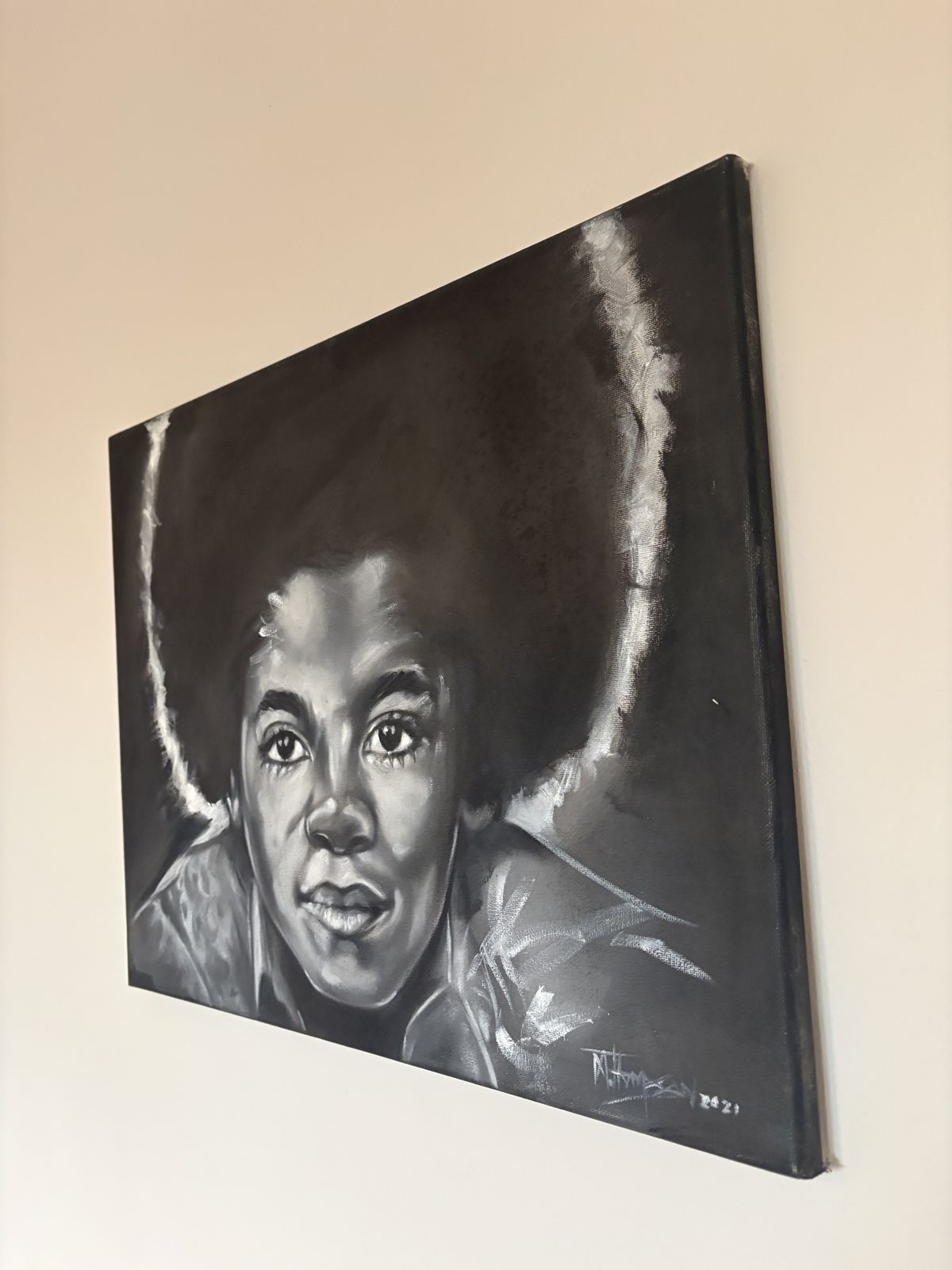 Black And White Painting Of Child Michael Jackson photo Art