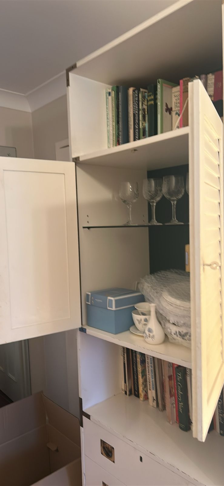 A Mid Century Modular White Shelving Unit In A Campaign Style With Solid Brass Features photo buy