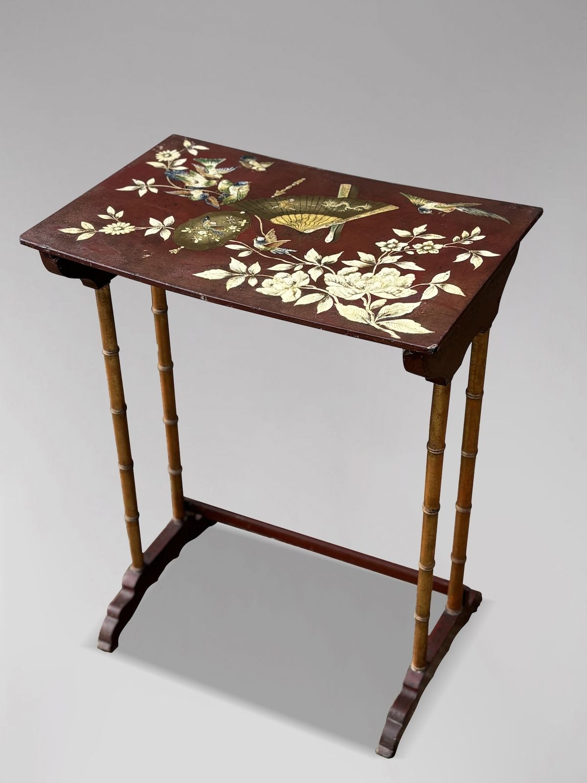photo furniture 19th Century French Nest Of 4 Stacking Floral Painted Tables