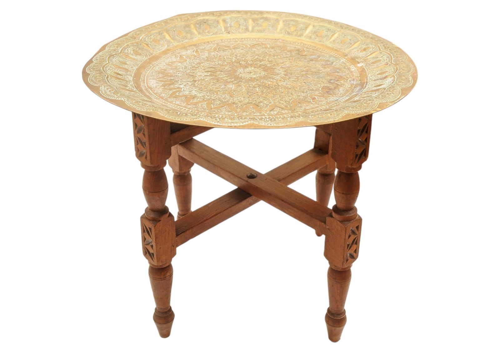 Handcrafted Liberty Of London Folding Tea Table With Removable Brass Top 1900s