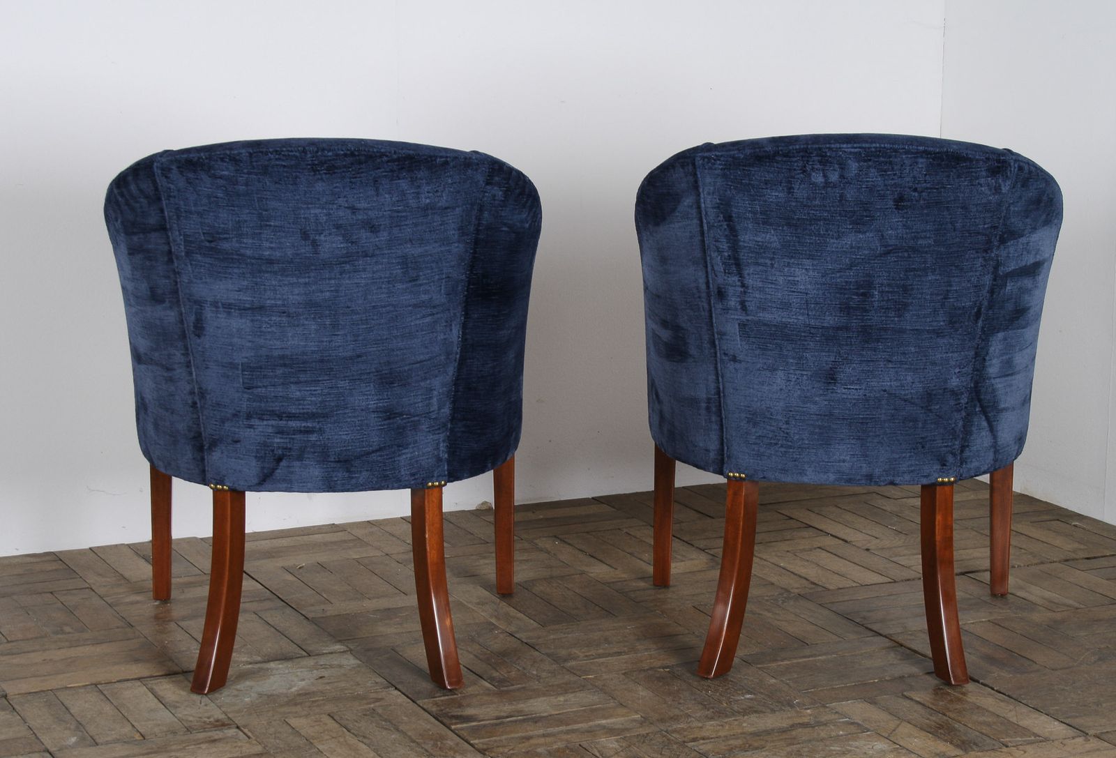 A Pair Of Arthur Brett Tub Chairs In Navy Blue 1980s – Fine English Furniture photo for sale