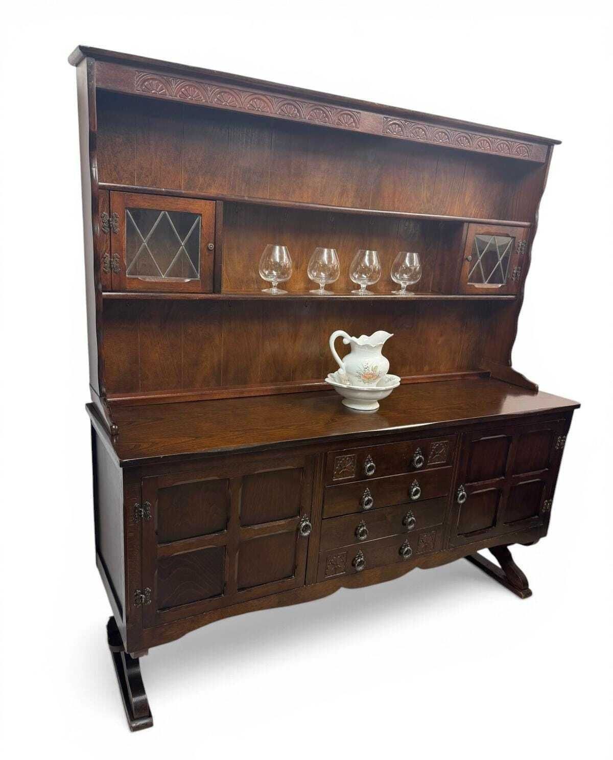 Antique Oak Dresser / Large Sideboard / Plate Rack / C1940 photo for sale