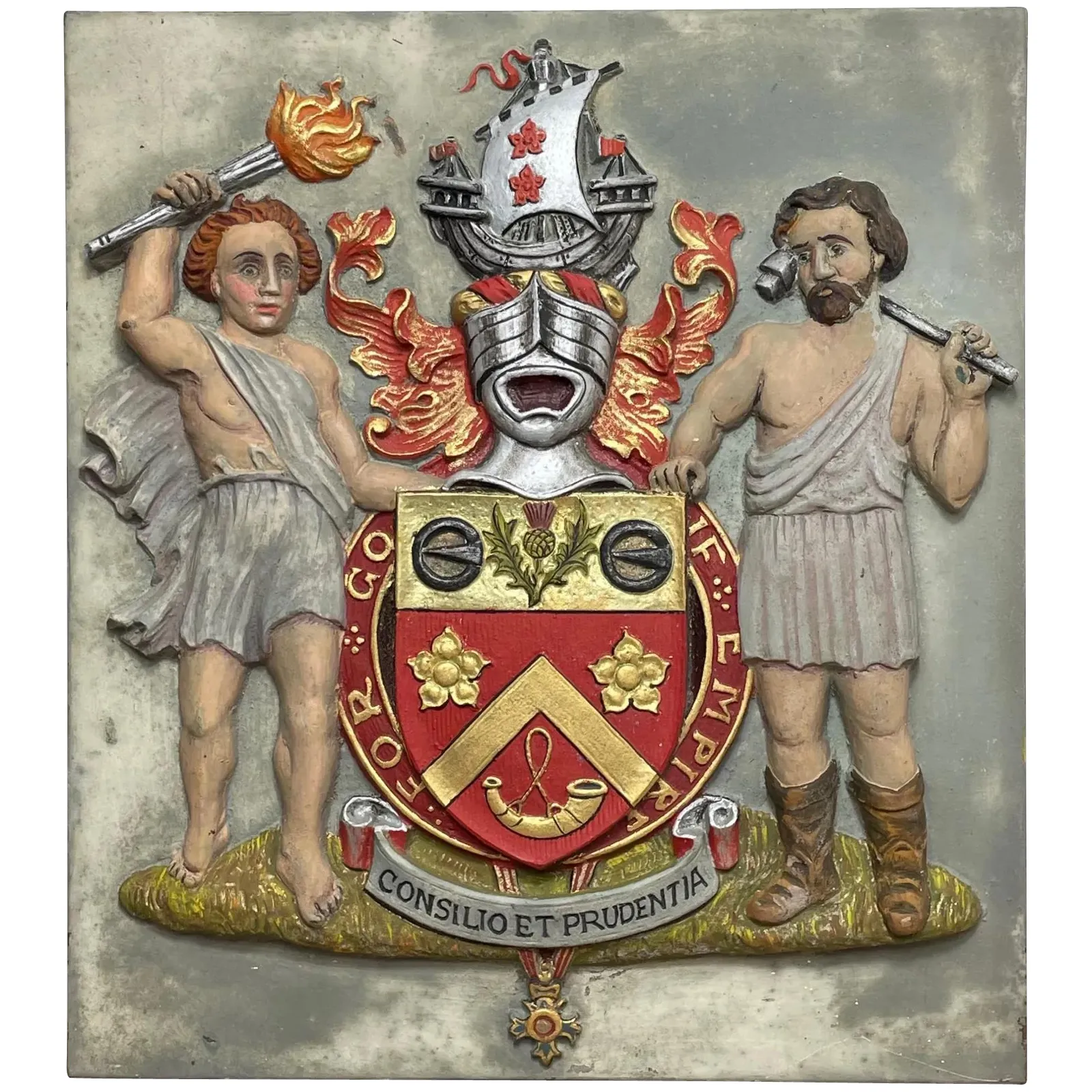 Historic Wwii Bronze Scottish Heraldic Plaque – Duncan Arms, Obe, Ministry Of Supply, Glasgow, C.1940s photo 3600.0