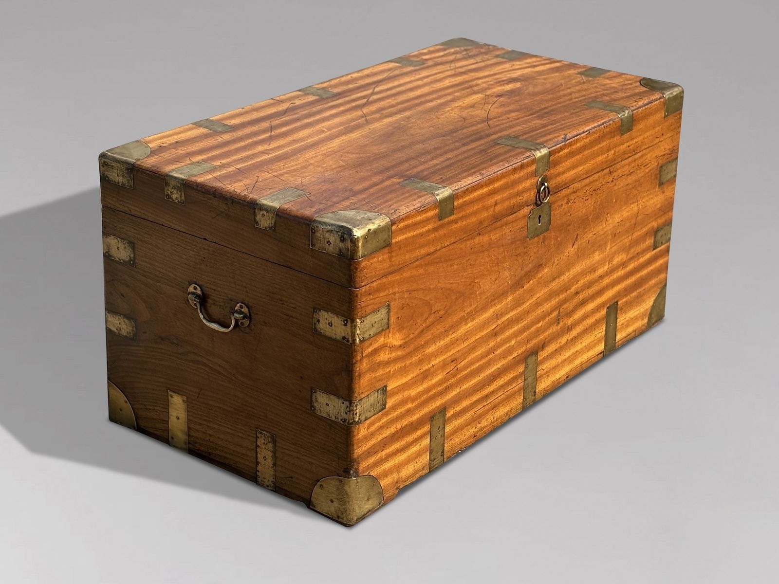 photo furniture Large 19th Century Camphor Wood Brass Bound Travelling Trunk