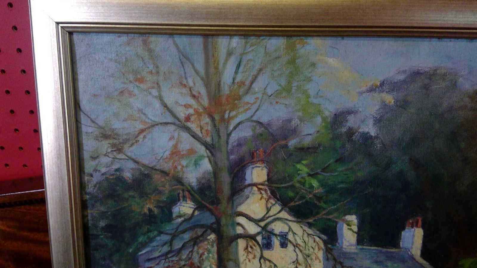 Lancashire Oil Painting On Canvas Layed Down On Board Titled Evening Glow Bankfield Poulton Le Fylde photo Art