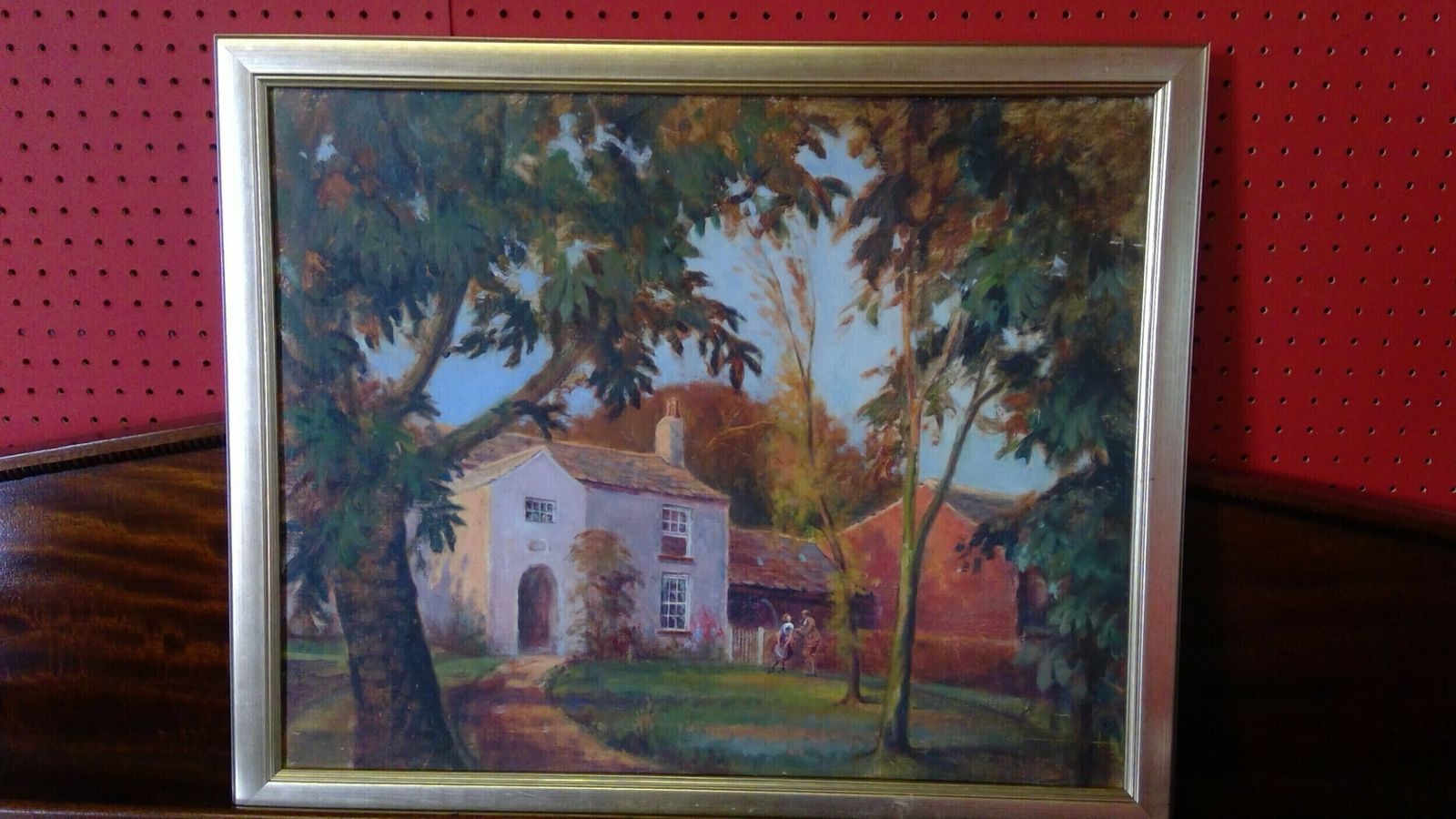 photo furniture Lancashire,Poulton Le Fylde Interest,Oil Painting On Canvas Layed Down On Board.Titled The Farmhouse,Hardhorn