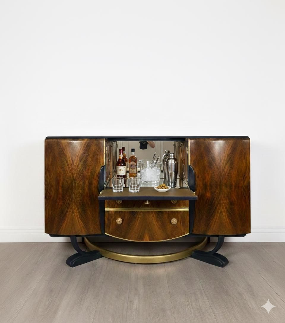 Blue And Gold Art Deco Beautility Cocktail Cabinet photo Furniture