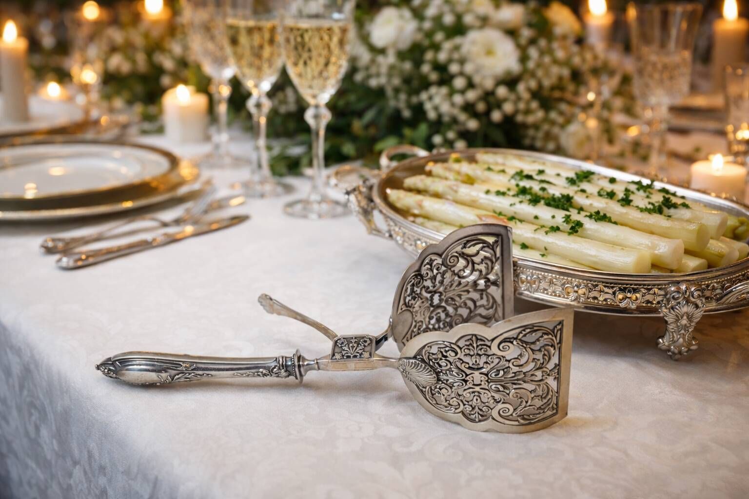 photo vintage Silver Plated Asparagus Tongs, Early 20th Century