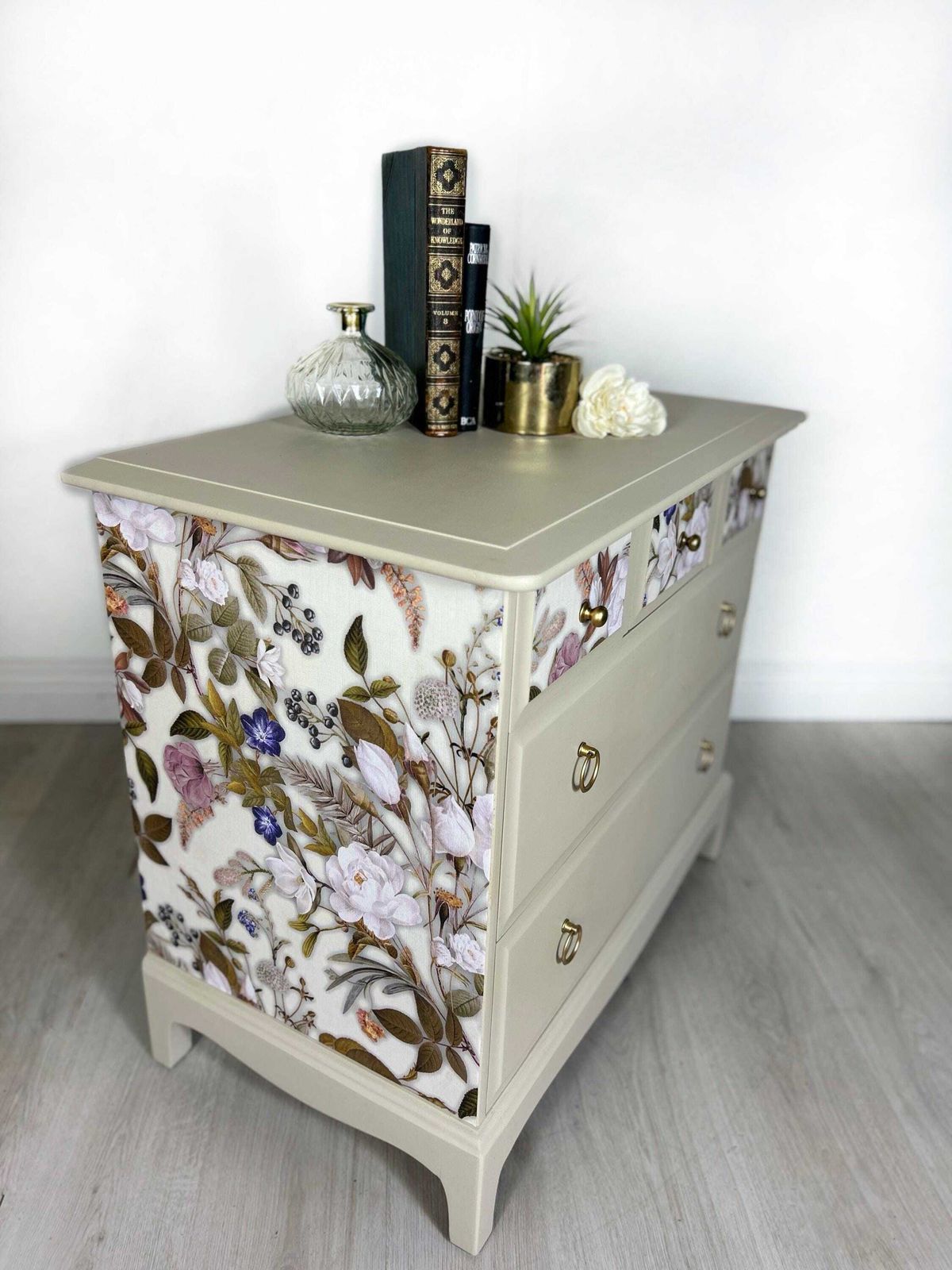 Stag 3 Over 2 Neutral Floral Chest Of Drawers photo vinterior