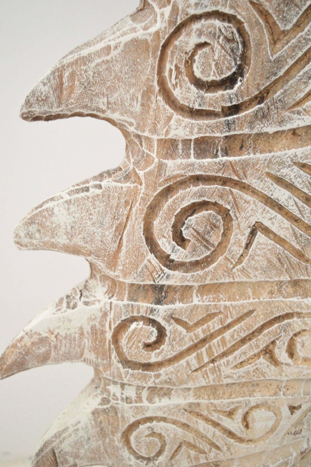 Sea Horse Huge White Wood Sculpture With Iron Stand photo for sale