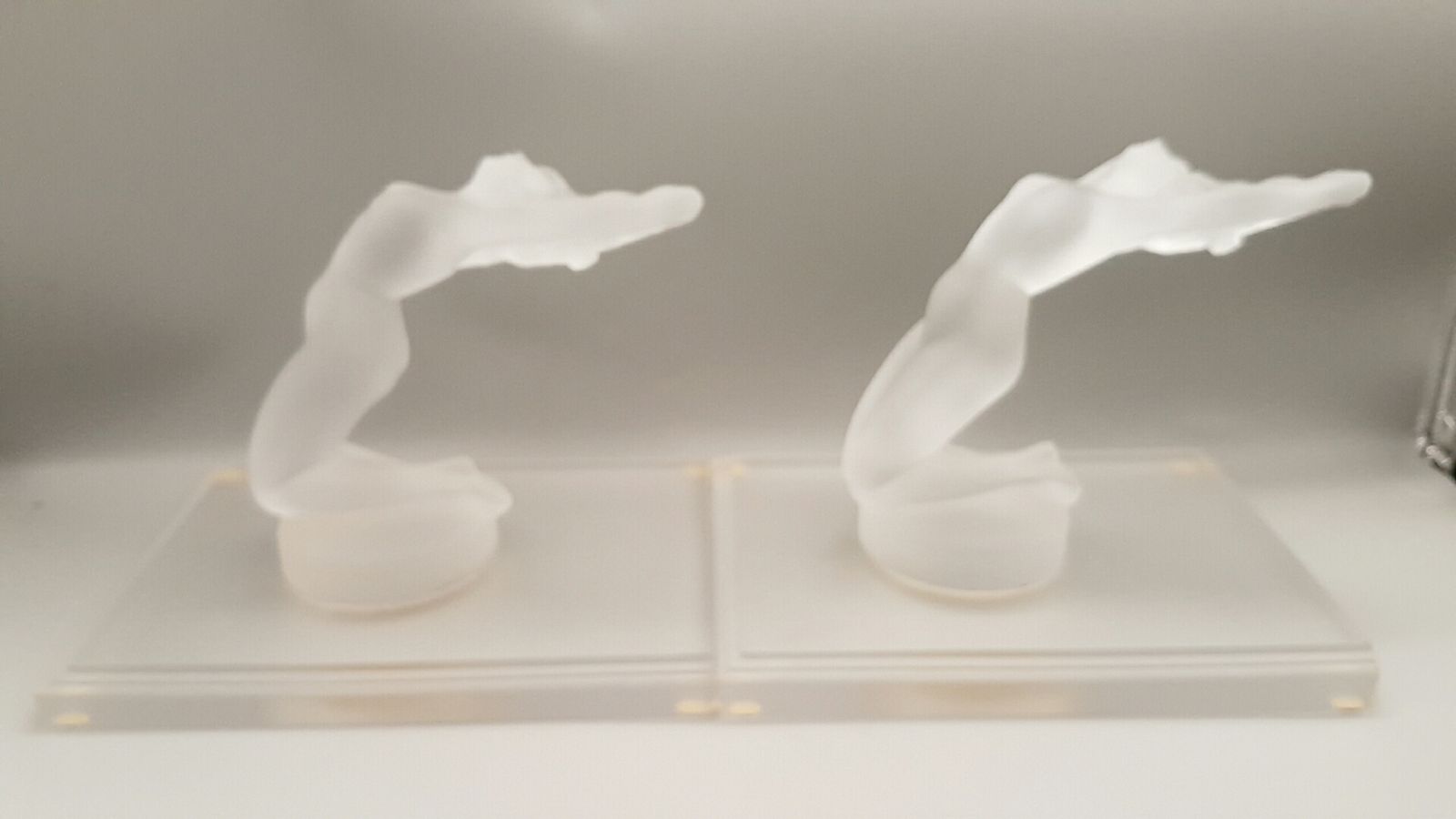 French Rene Lalique Vintage Pair Frosted Glass ‘Chrysis’ Bookends photo Home Decor