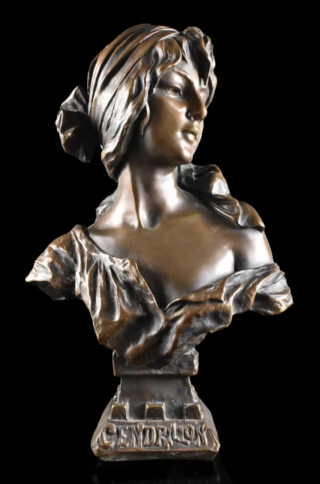 French Antique (Earlt 20thc) Bronze Bust Of Cinderella, Emmanuel Villanis