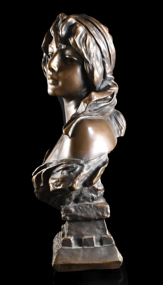 French Antique (Earlt 20thc) Bronze Bust Of Cinderella, Emmanuel Villanis photo furniture
