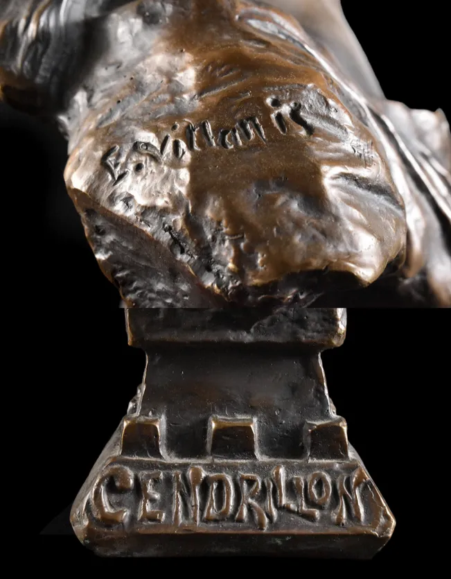 French Antique (Earlt 20thc) Bronze Bust Of Cinderella, Emmanuel Villanis photo vinterior