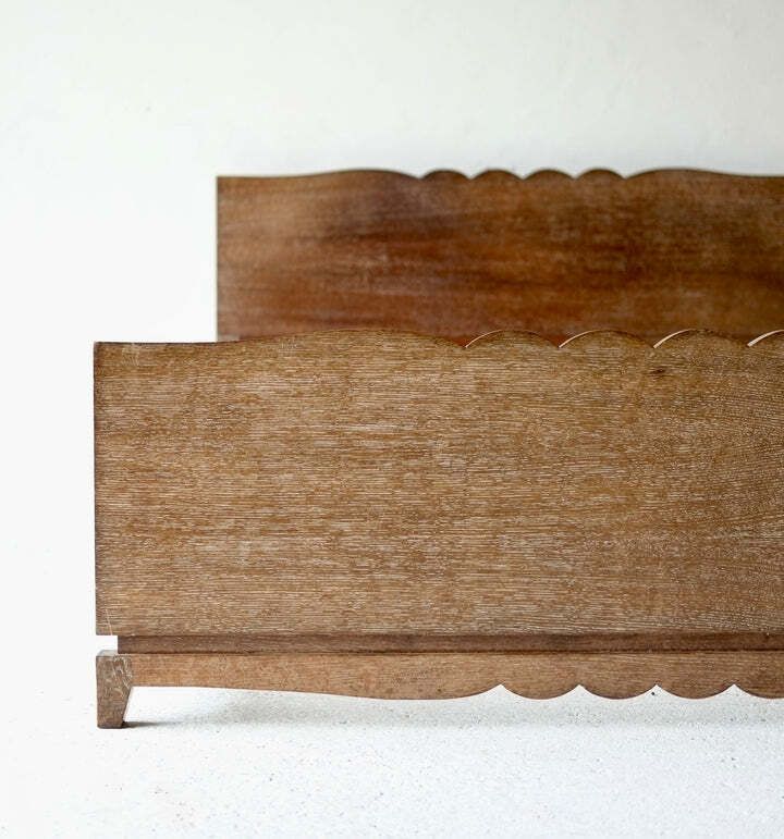 French Art Deco Cerused Oak Double Bed photo for sale