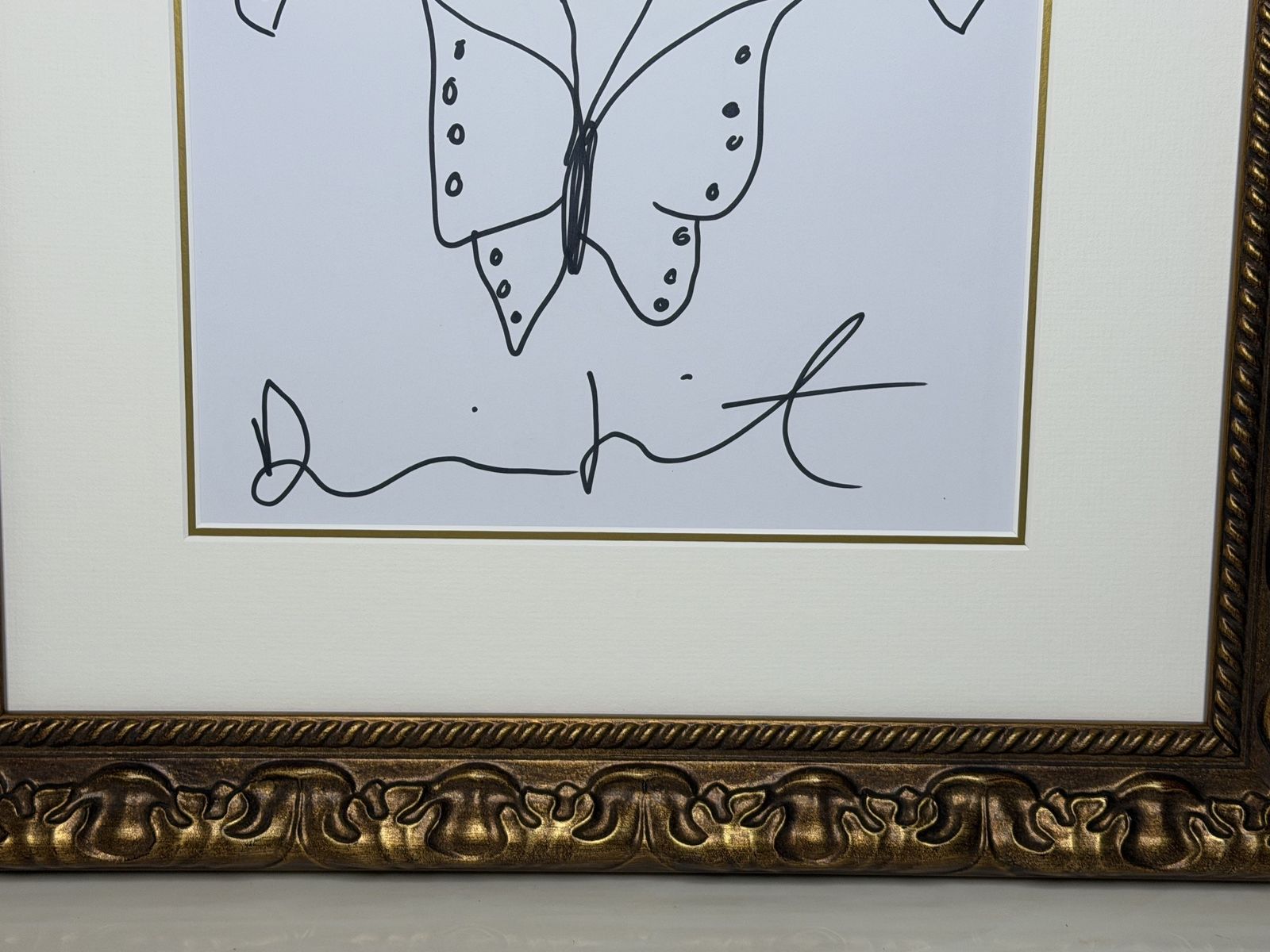 Damien Hirst Butterfly Drawing With Hearts – Signed Original Ink On Paper, Framed photo for sale
