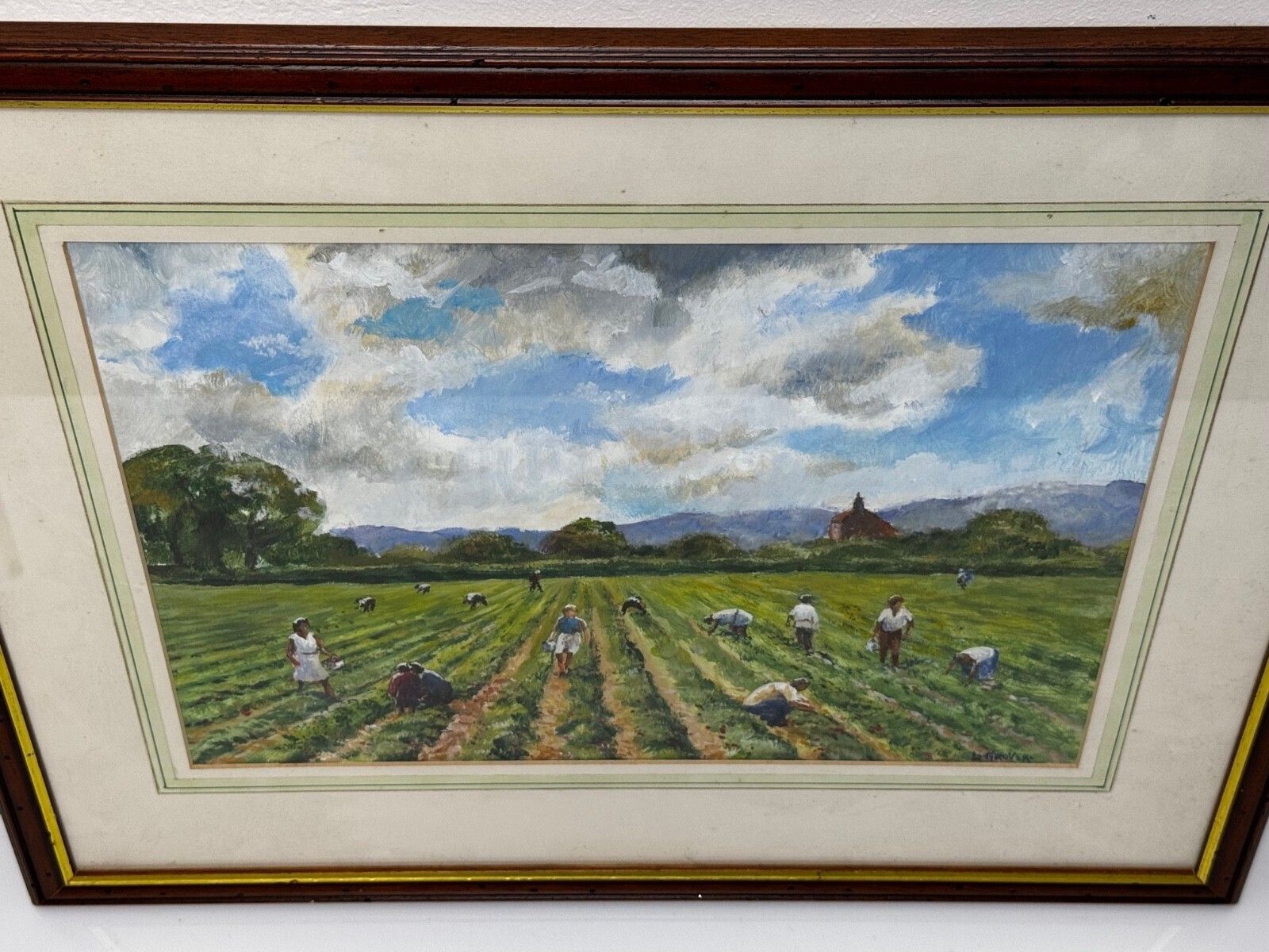 Leslie Grover – The Strawberry Pickers | British Impressionist Oil Painting | South Downs Landscape photo Art