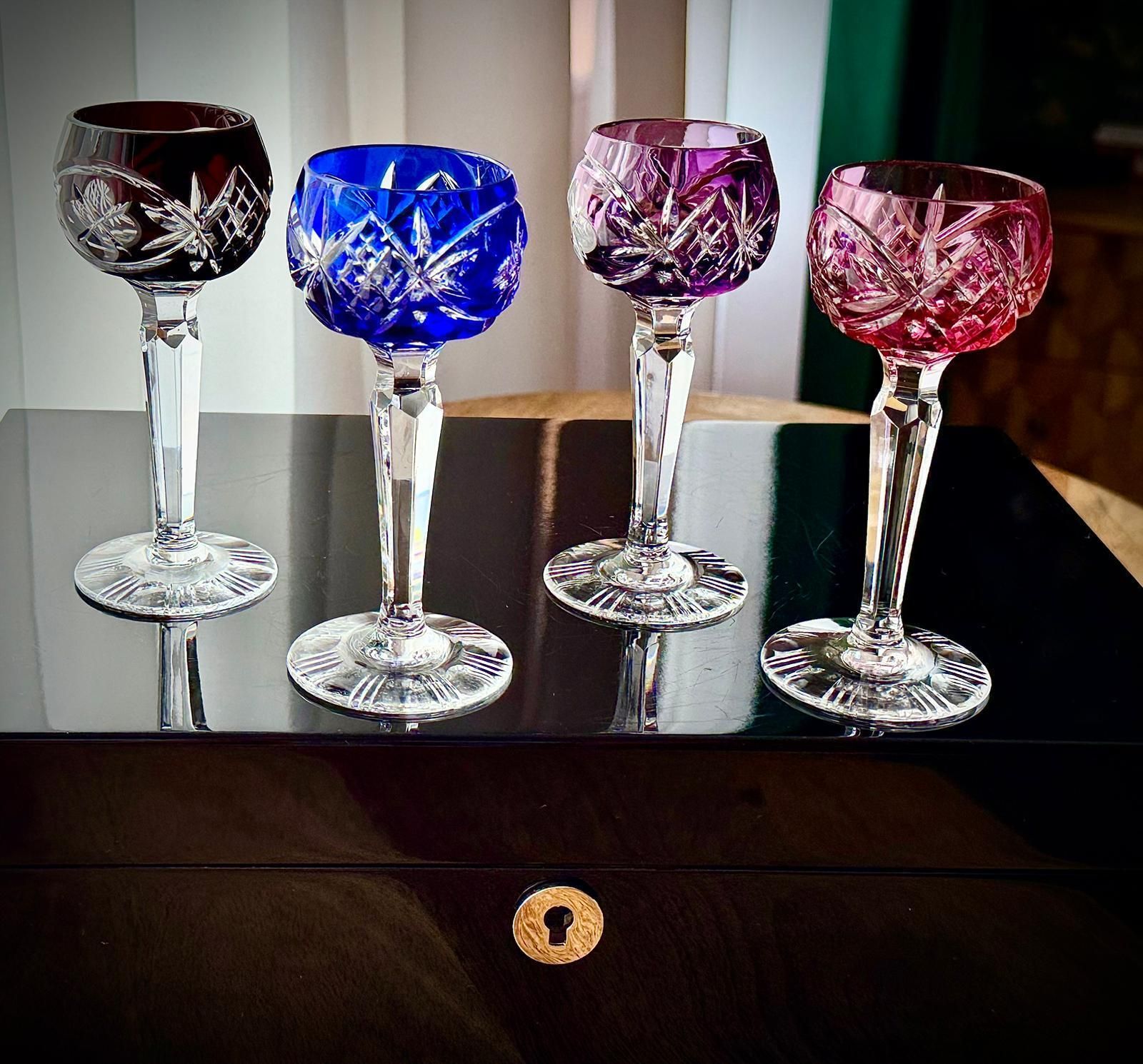 Nachtmann Traube Coloured Crystal Liqueur Glasses, Set Of 4, Bohemian Cut To Clear photo vinterior
