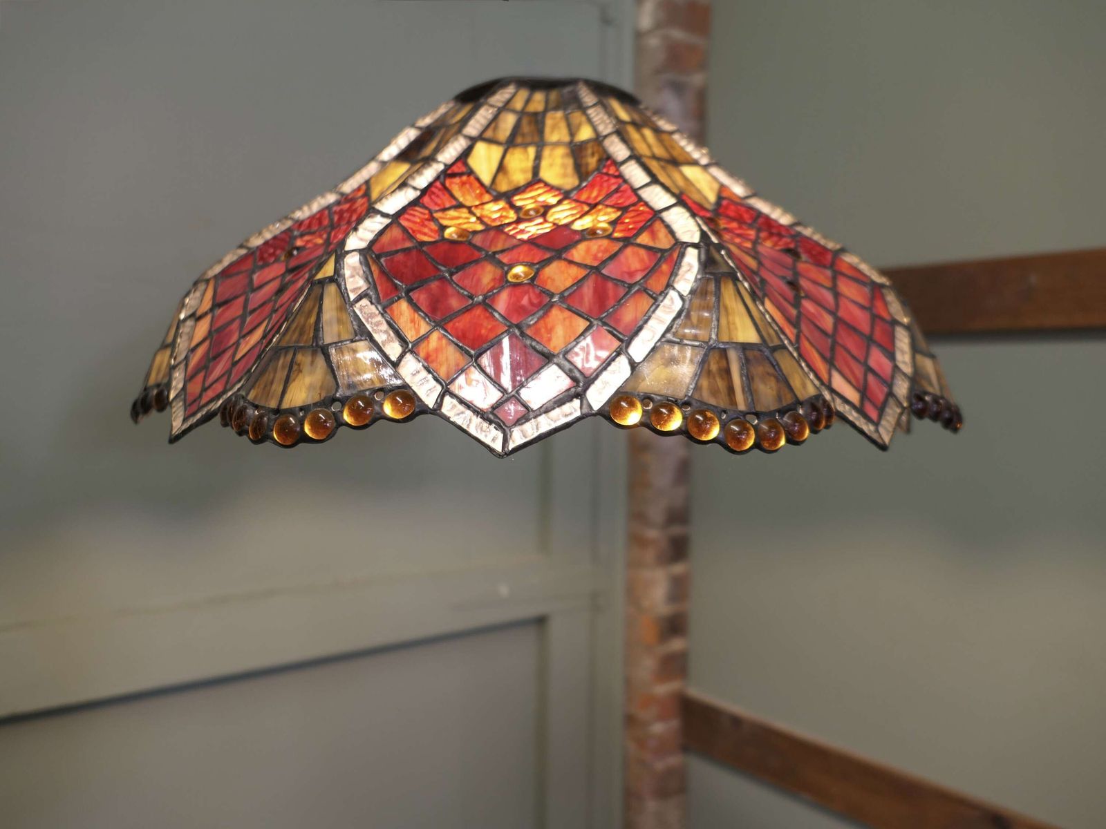 A Mid Century Tiffany Style Arts And Crafts Lampshade A Lovely Large Lampshade photo furniture