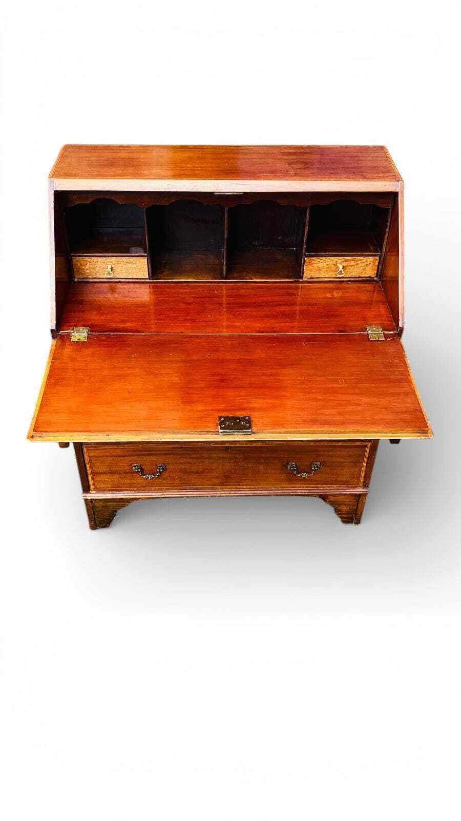 Antique Mahogany Bureau Writing Desk / Inlay Detail / C1930 photo Furniture