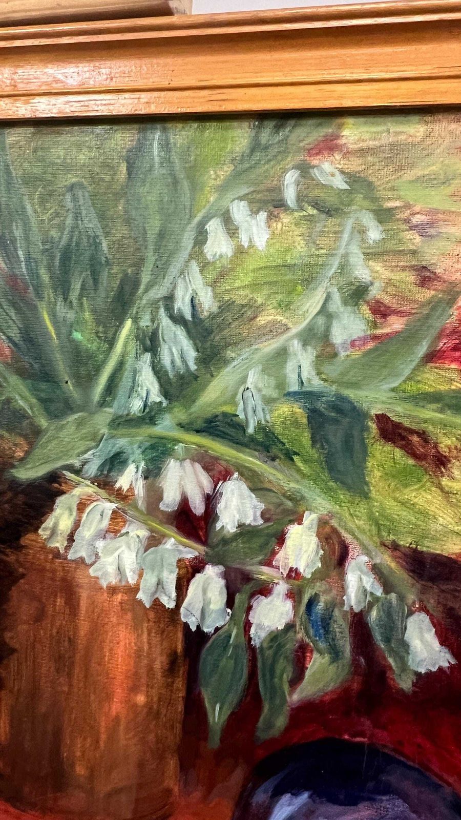 Mid Century Oil On Board Still Life Picture Flowers And Fruit Framed Painting photo Art