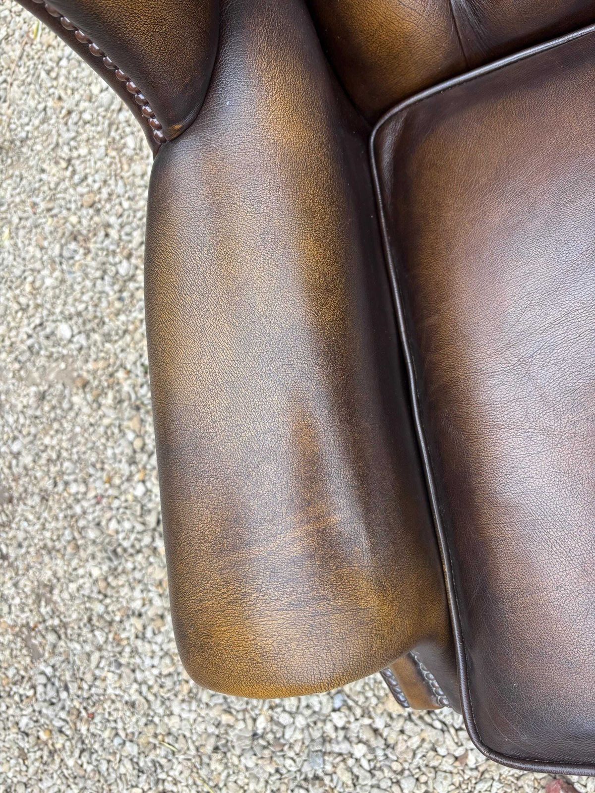 photo for sale Chesterfield Real Leather Queen Anne Wingback Chair Stunning Condition