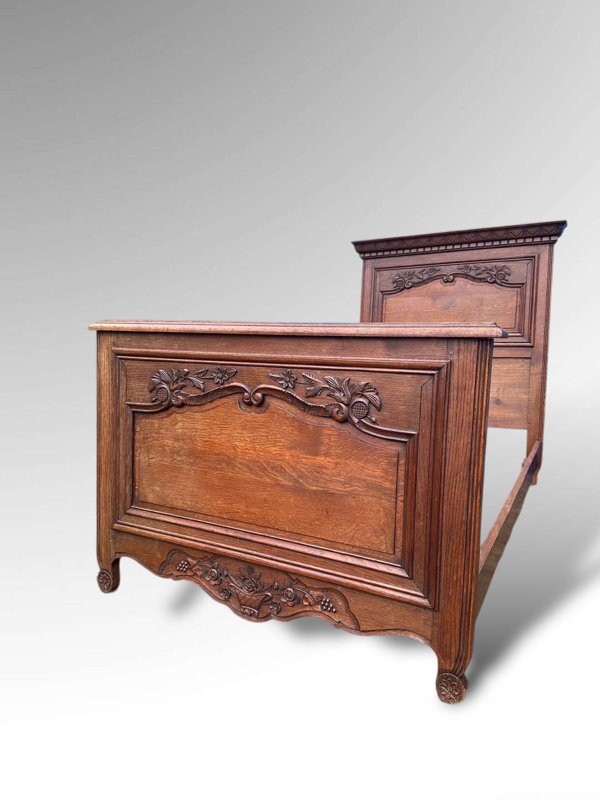Antique French Single Carved Bed Frame Louis XVI Style