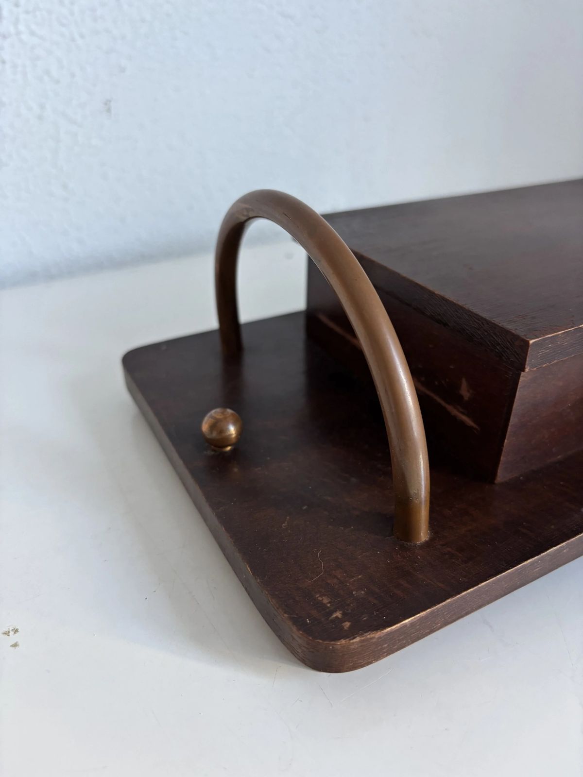 Vintage 1960s Cigarette Holder Dispenser, Wood, Metal, Copper   31 X 15 Cm photo Home Decor