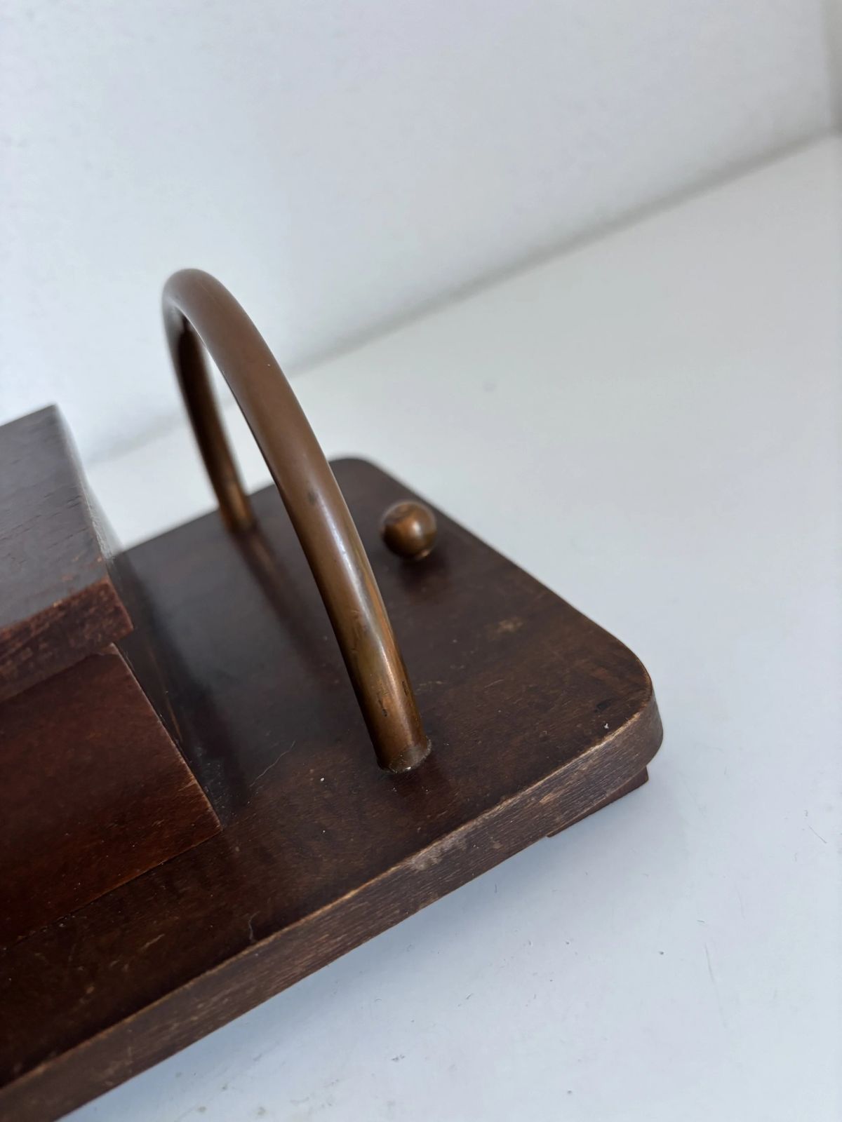 Vintage 1960s Cigarette Holder Dispenser, Wood, Metal, Copper   31 X 15 Cm photo 129.0