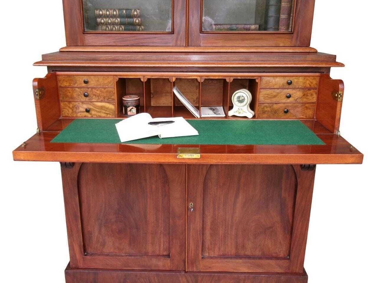 C1835 Mahogany Georgian Secretaire, William IV Bookcase / Desk, Antique Furniture photo 1380.0