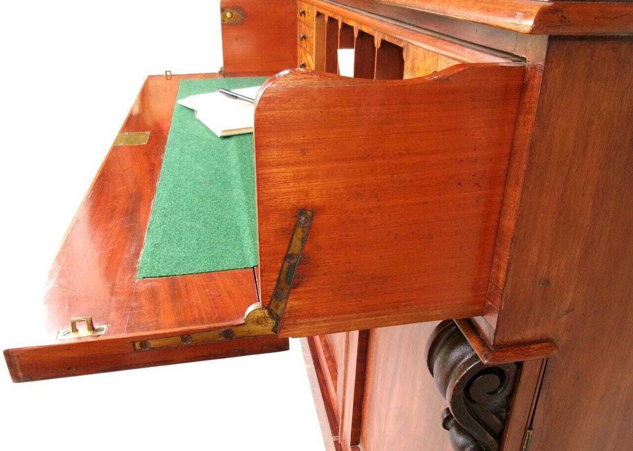 photo vinterior C1835 Mahogany Georgian Secretaire, William IV Bookcase / Desk, Antique Furniture