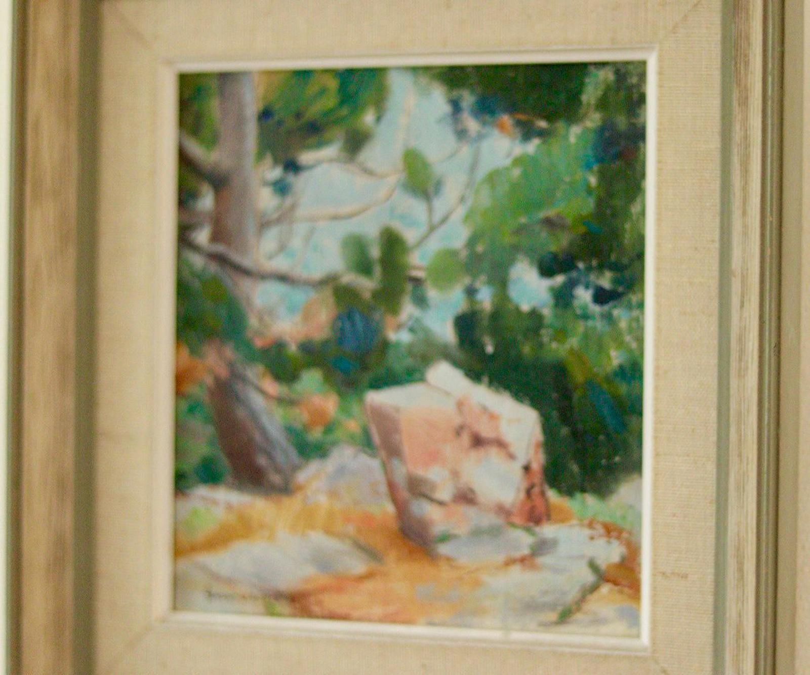 Original Vintage Oil On Panel – “Mountain Lighthouses Kullenberg" By Gunnar Wallentin – Framed, 24 X 25.5 Cm (9.4 X 10 In) photo for sale
