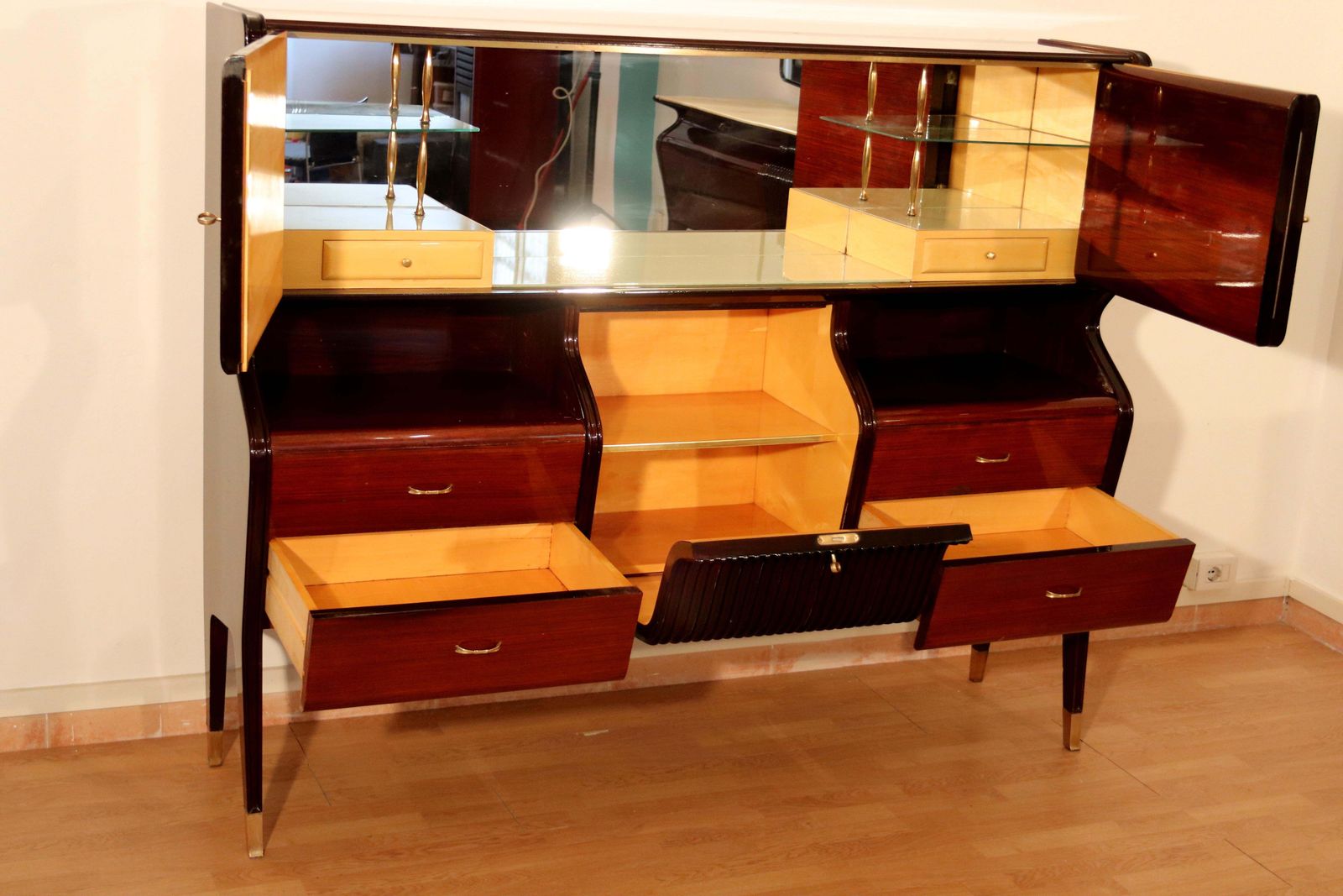 4999.0 Mid Century Sideboard By Osvaldo Borsani, Mahogany Rosewood Maple, Italy 1950s photo
