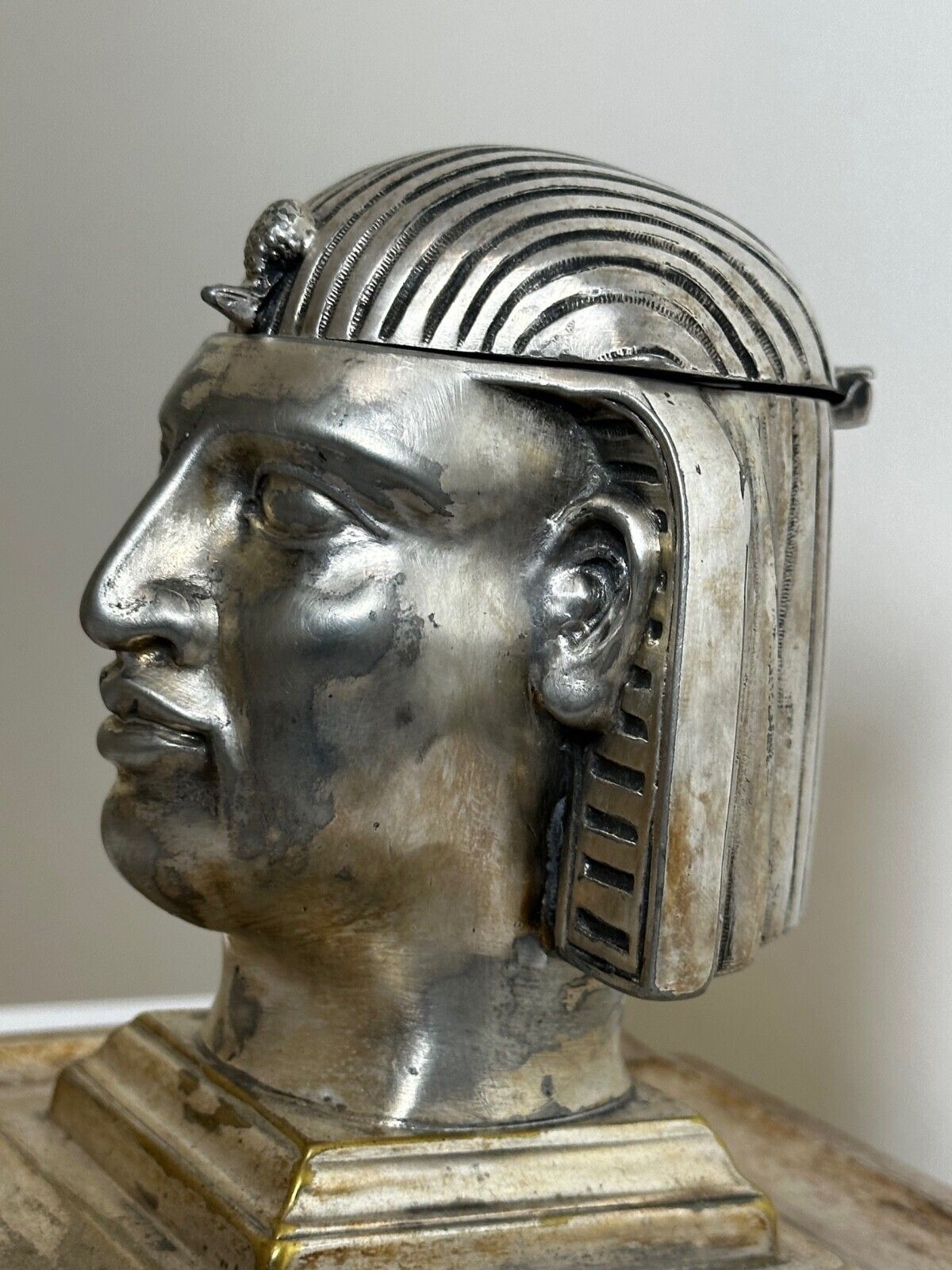 Rare Victorian Egyptian Revival Silver Plate Pharaoh Inkwell – Lee & Wigfull, Sheffield photo furniture