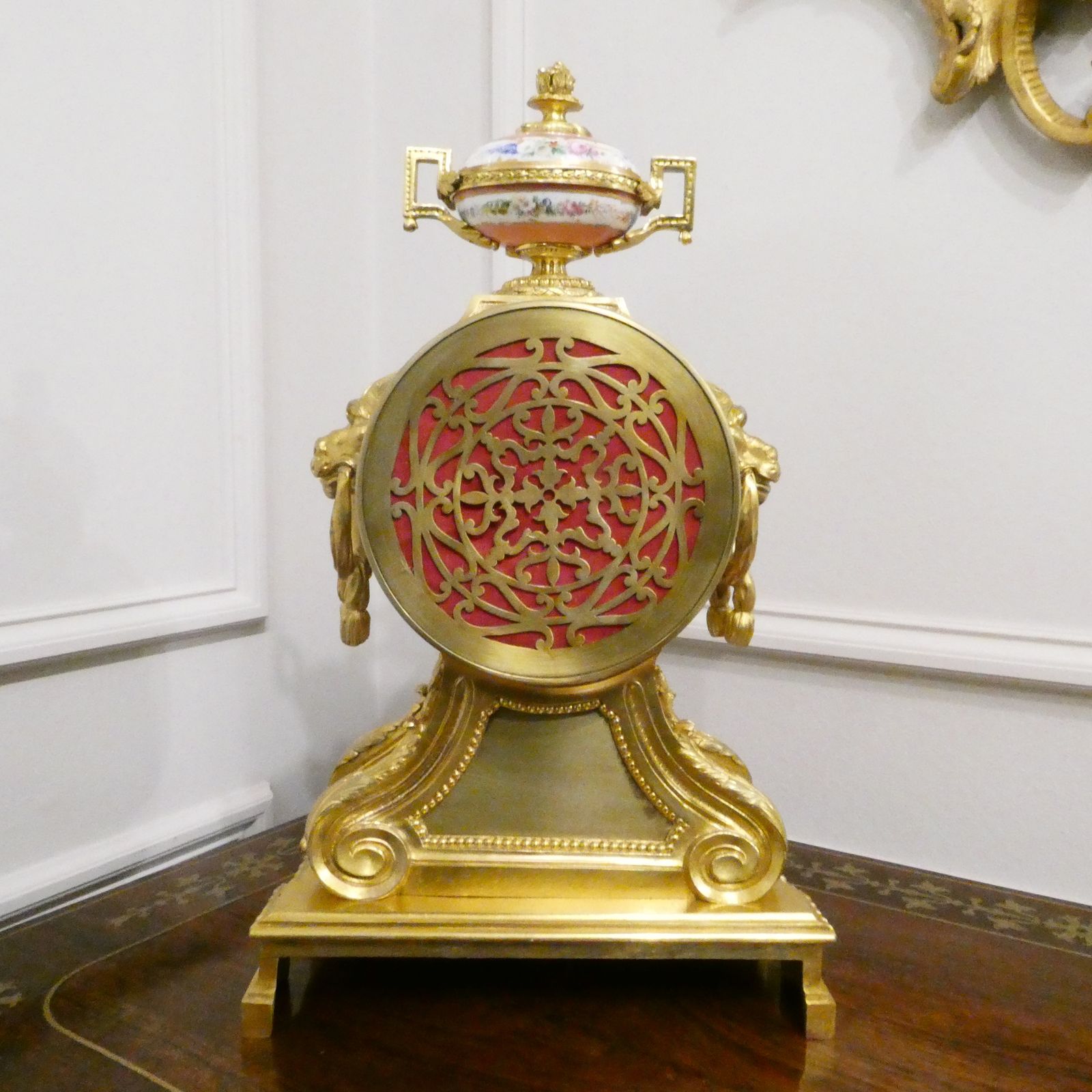 photo buy French Louis XV Style Gilt Bronze & Porcelain Mantel Clock By Jean Baptiste Delettrez