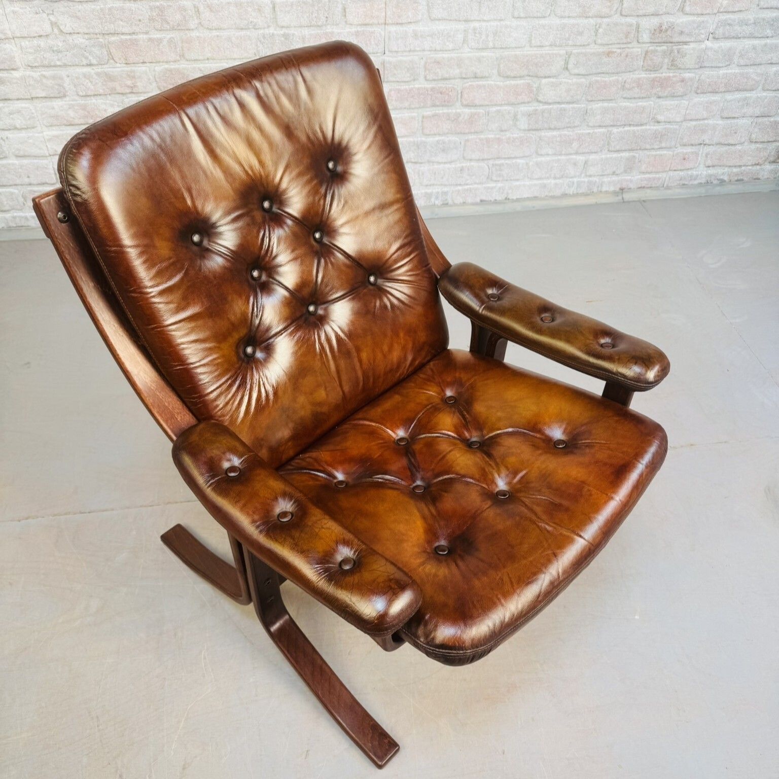 Vintage Danish Tan Leather Bentwood Armchair High Back Mid Century Chair photo Furniture