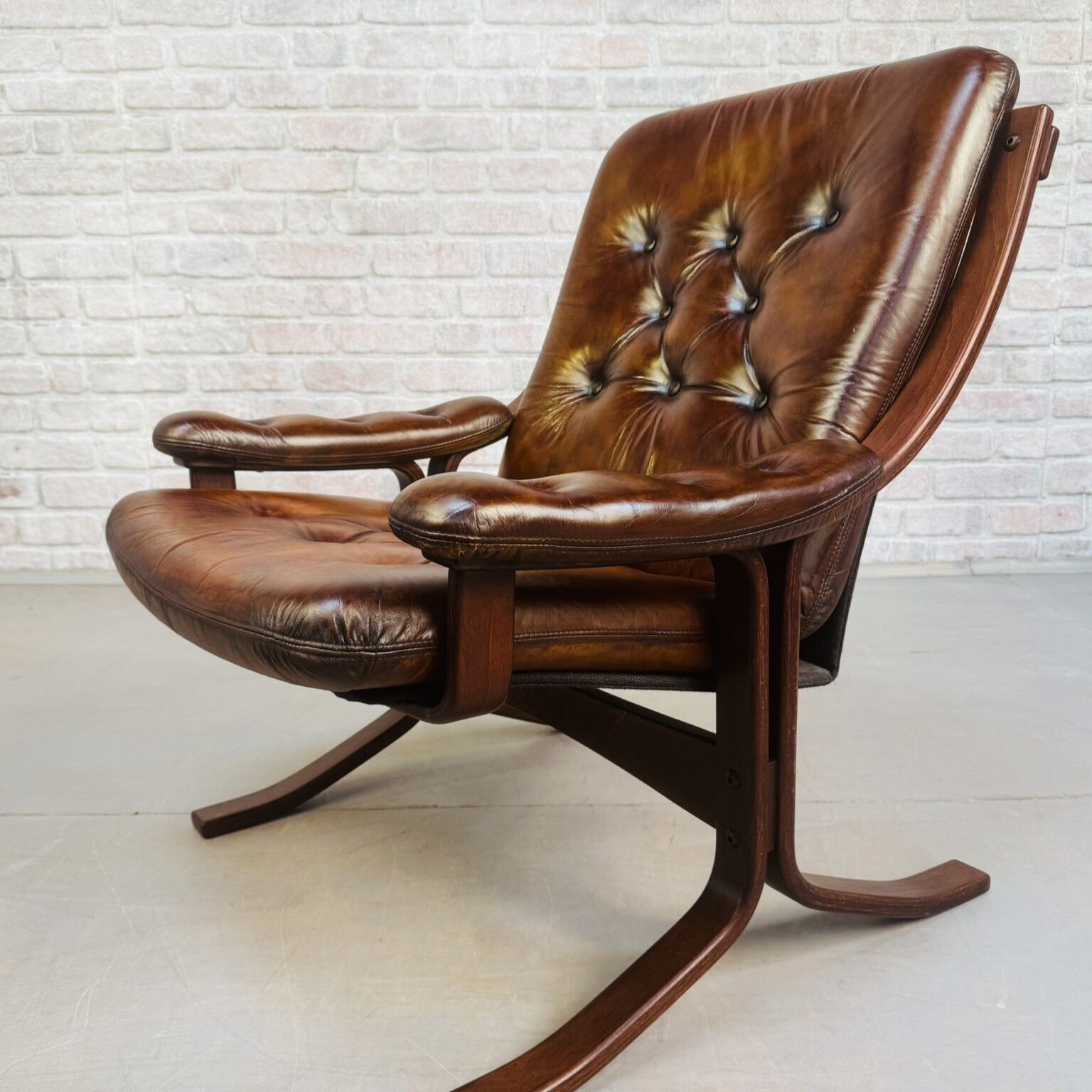 photo furniture Vintage Danish Tan Leather Bentwood Armchair High Back Mid Century Chair