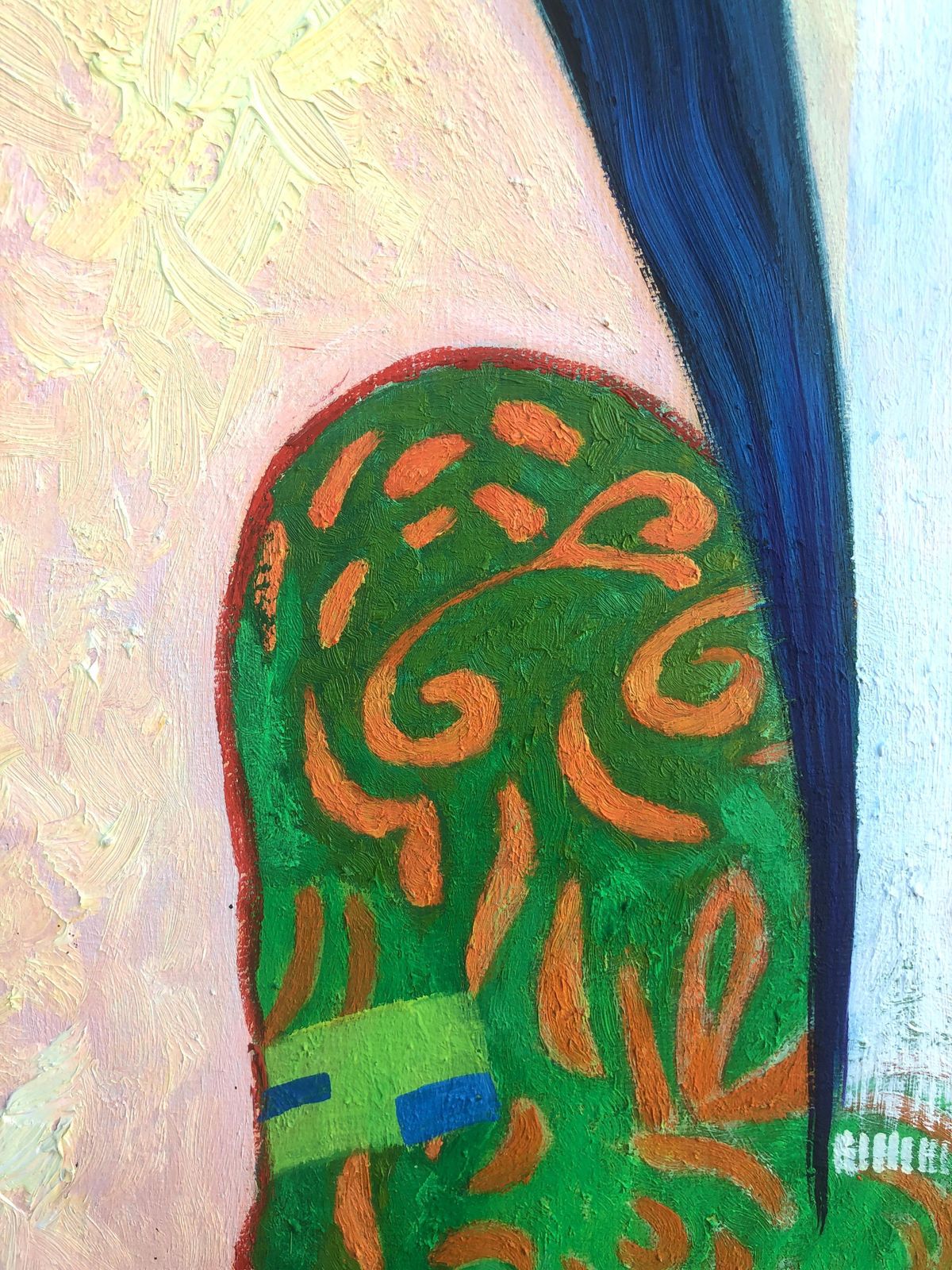 Tuya Natsagdorj Asian Modernist Female Portrait Painting Decorative Figurative Oil Composition 2004 photo for sale