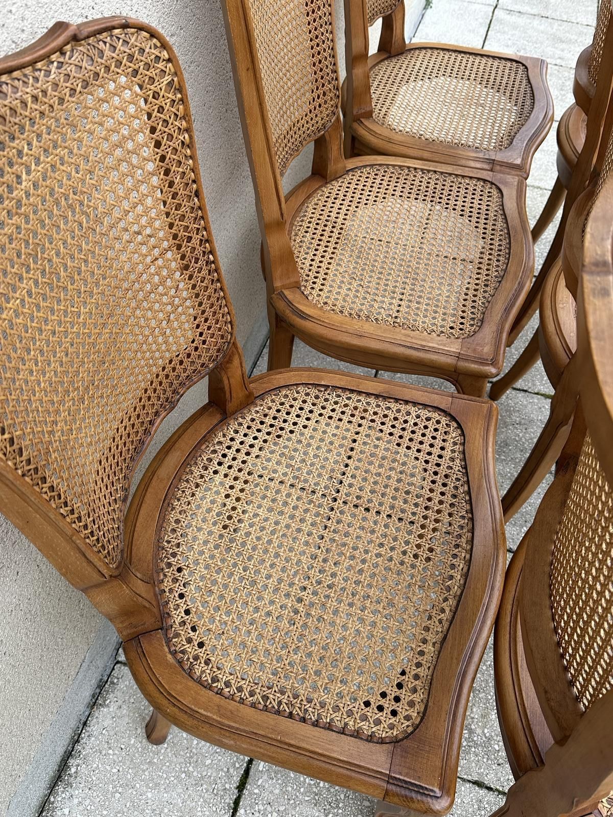 Furniture Original French Set Of Six Louis XV Style Cane Dining Chairs photo