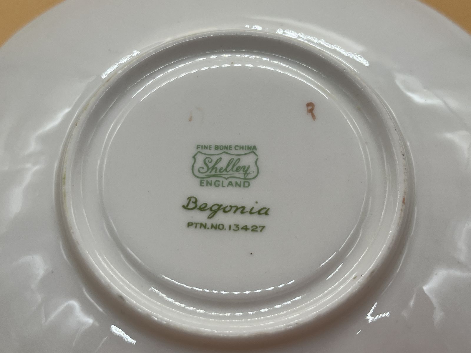 photo for sale Vintage Shelley China Begonia Blue Trim Design Oleander Shape Cup And Saucer Duo. C1940. 13427.
