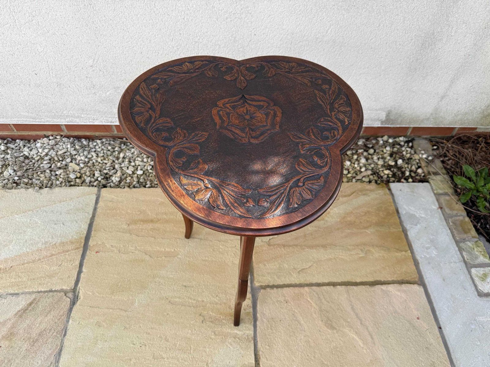 Antique Carved Top Table Antique Occasional Side Table Plant Stand