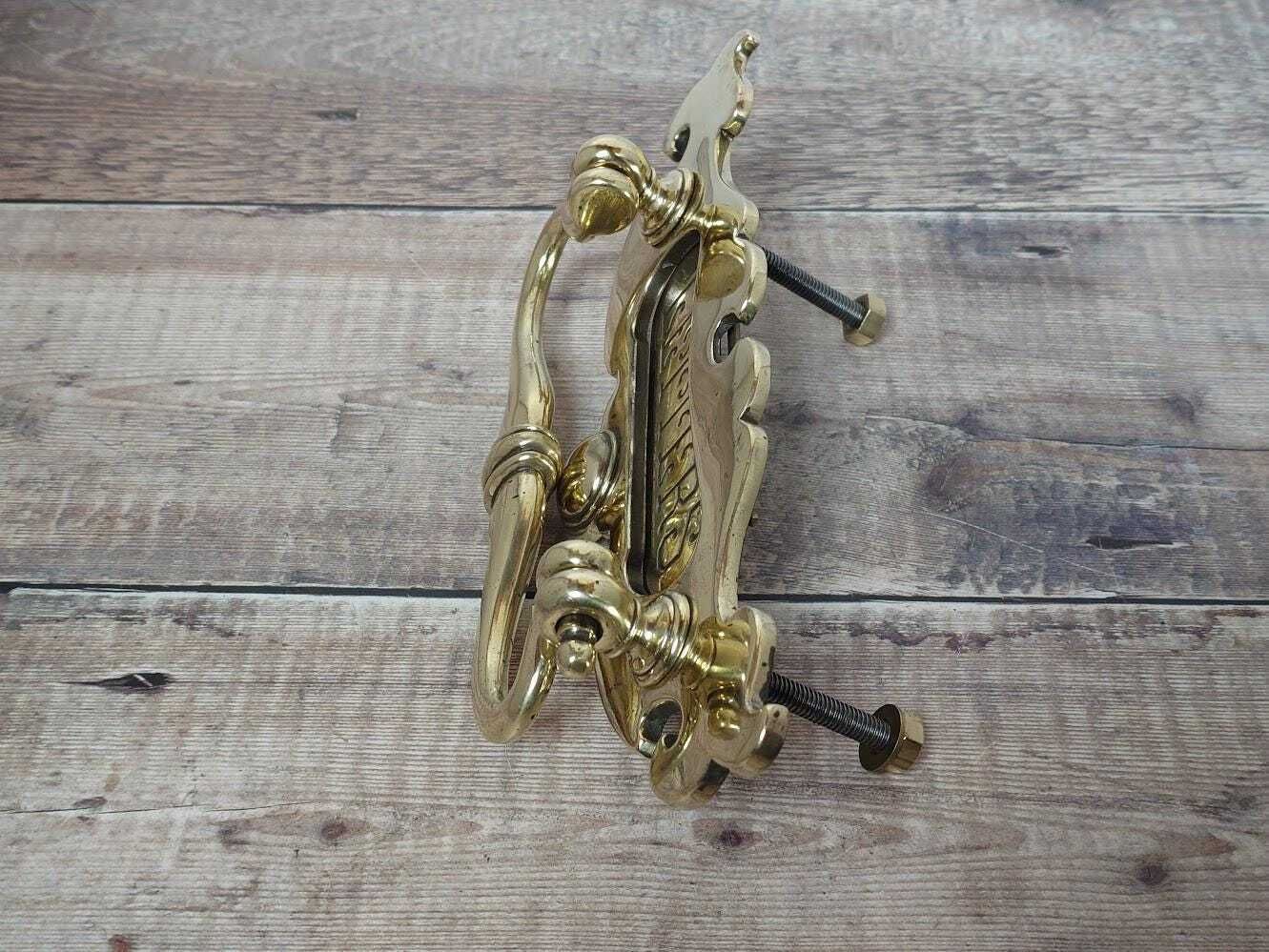 Small Art Nouveau Brass Letter Box With Knocker: Small Postal Knocker photo 110.0