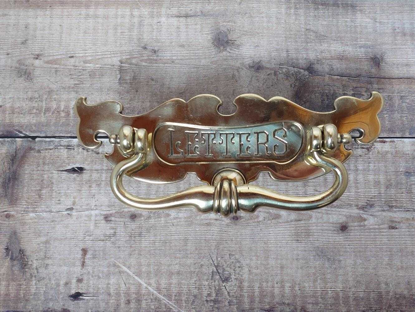 Small Art Nouveau Brass Letter Box With Knocker: Small Postal Knocker photo vinterior