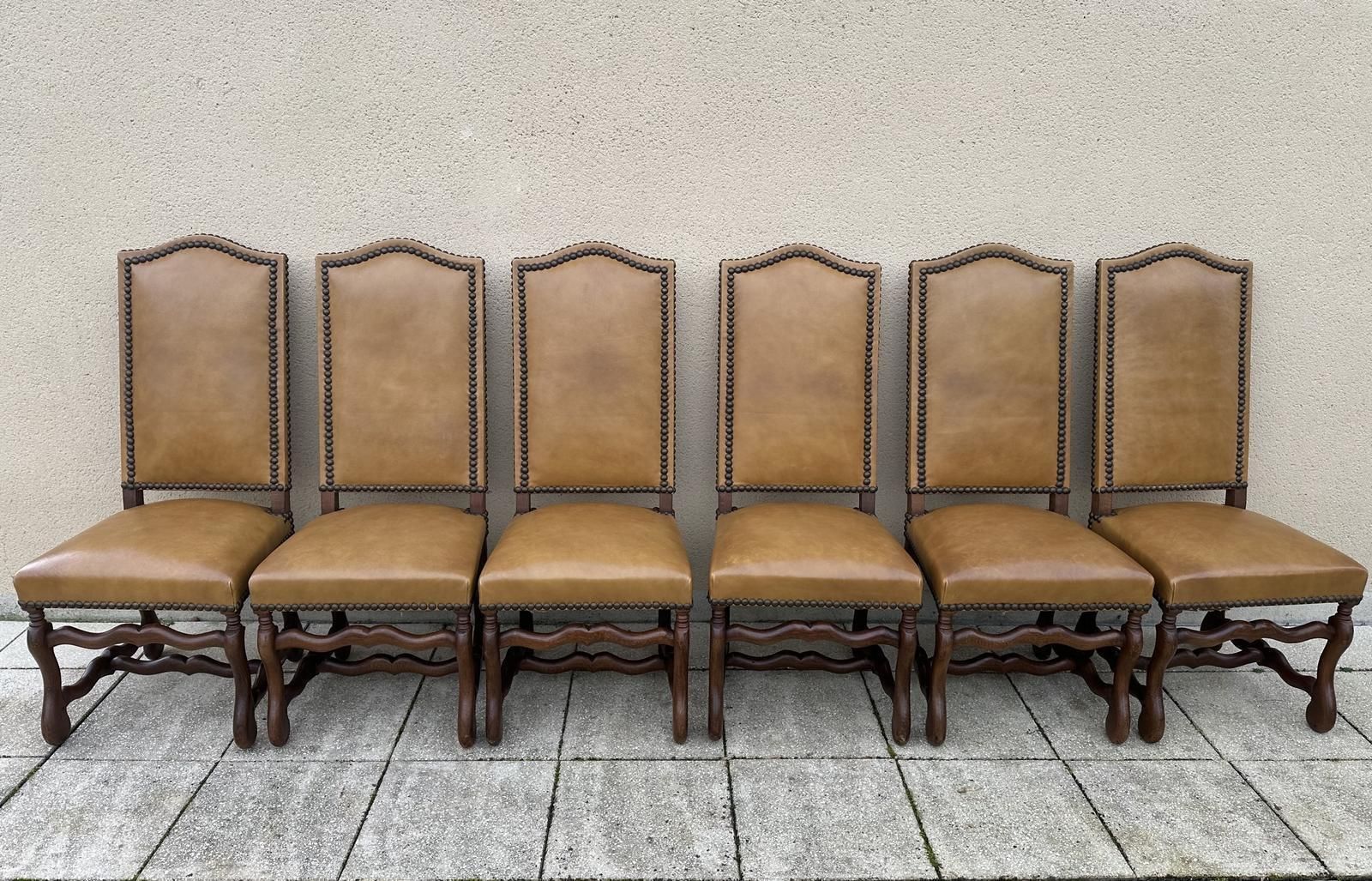 Original French Set Of 6 Os De Mouton Dining Chairs In Oak photo 975.0