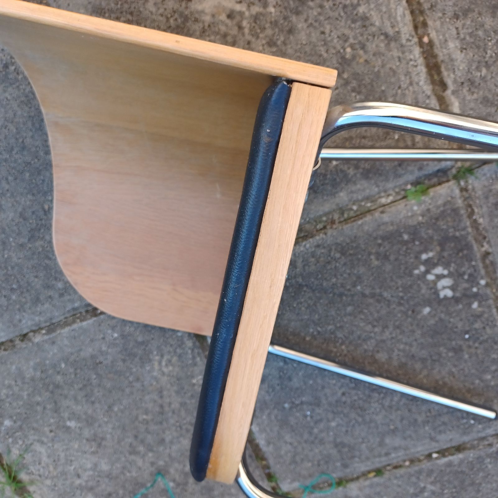photo for sale Fusion Chairs 3x Sandra Kragnert Style Retro Chairs Chrome Legs Wooden Chairs