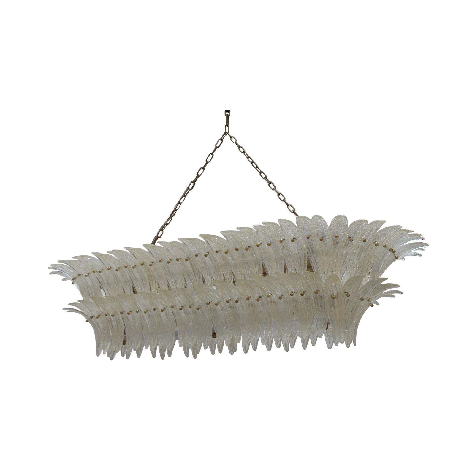 Mid Century Style Transparent Murano Glass And Brass Italian Suspension Lamp photo for sale