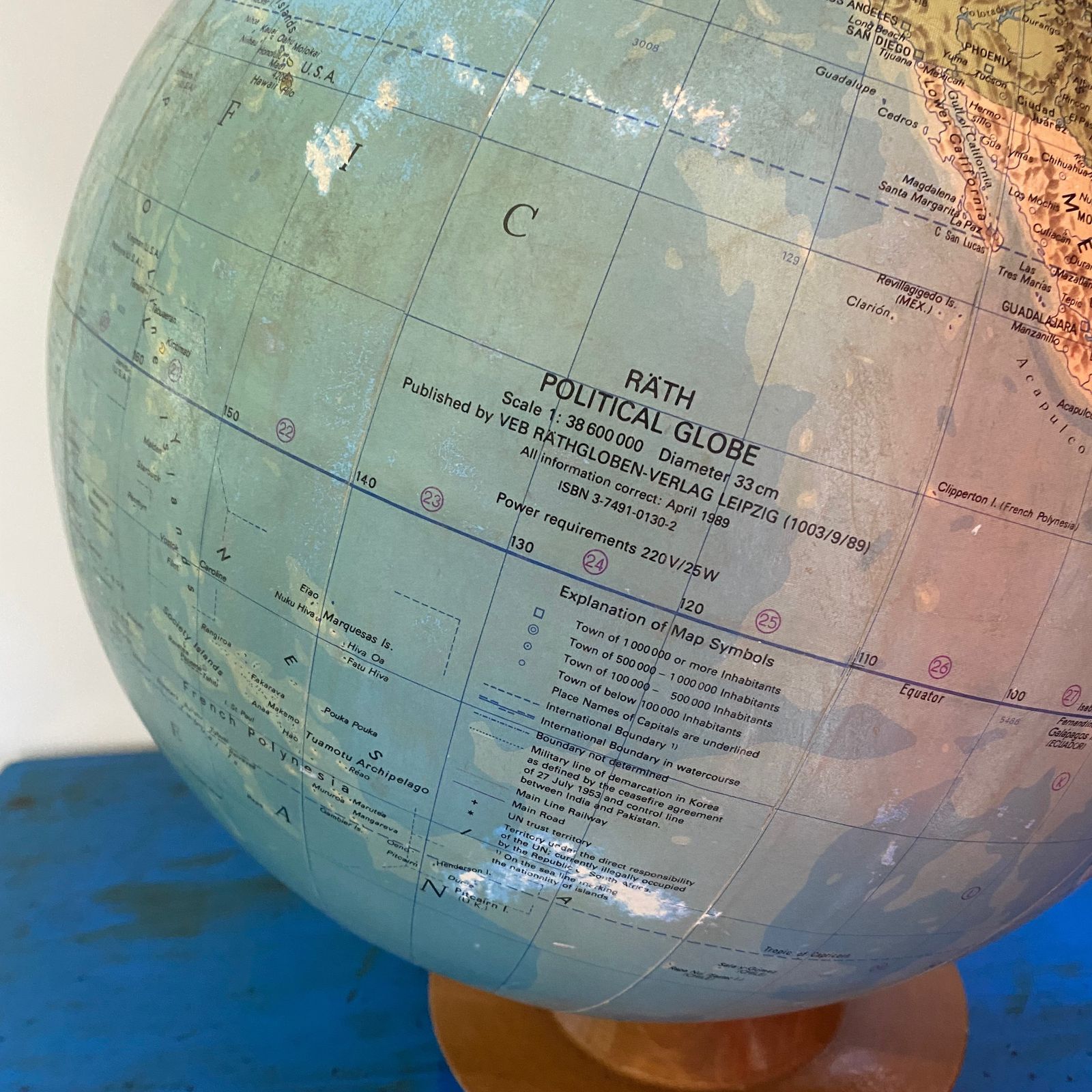 Vintage Rath 33cm Terrestrial Globe photo Home Decor
