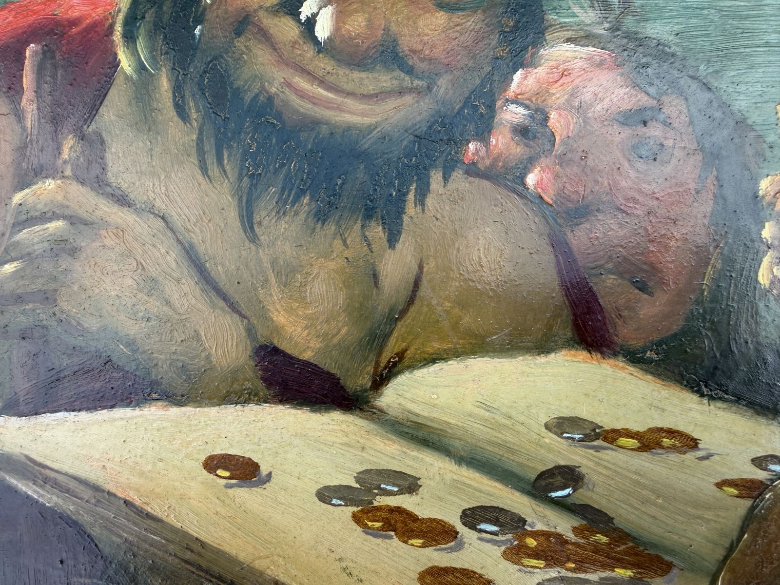 Daniel Sabater Salabert Grotesque Expressionist Figural Scene Paris Symbolist Spanish Oil Painting 1940s photo buy